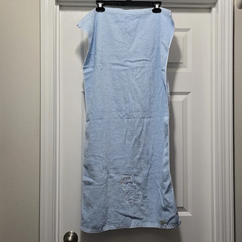 VTG Blue Terrycloth Towel Set Cat Kitten Satin Appliqué 3-Piece‎ Royal Pacific